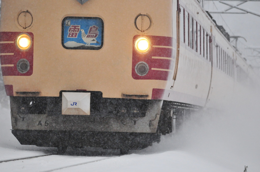 雪を蹴散らして