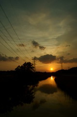 帰り道の夕日