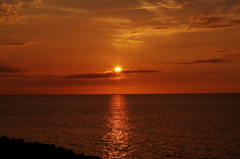 Orange sky and the sea
