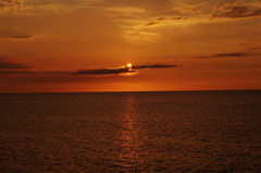 Orange sky and the sea