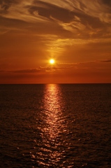 Orange sky and the sea