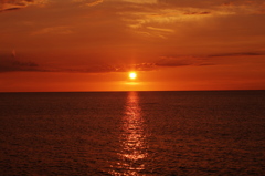 Orange sky and the sea