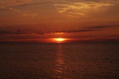 Orange sky and the sea