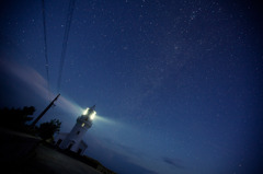 屋久島灯台と満天の星空