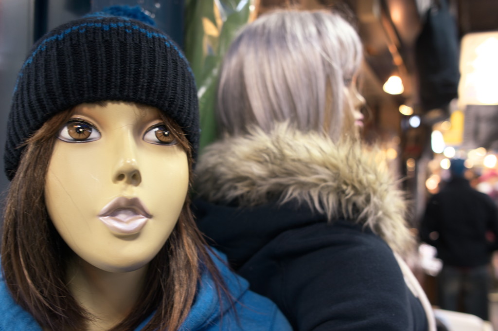 Mannequins in a shopping street
