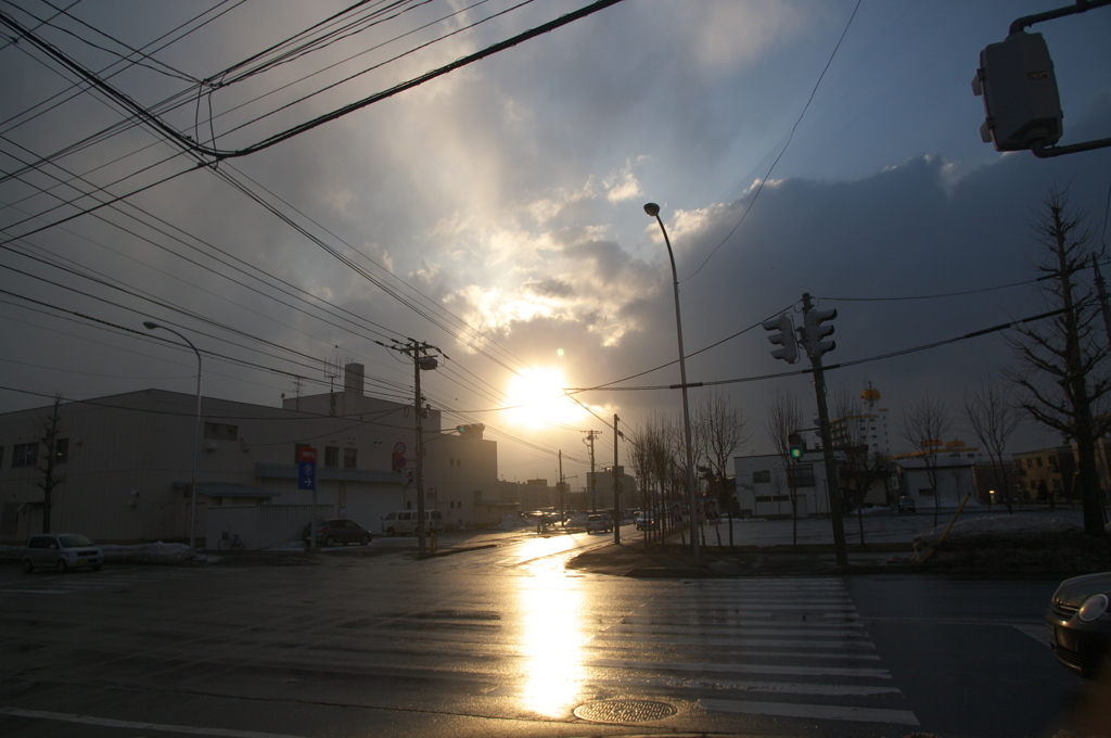 街、そして夕日