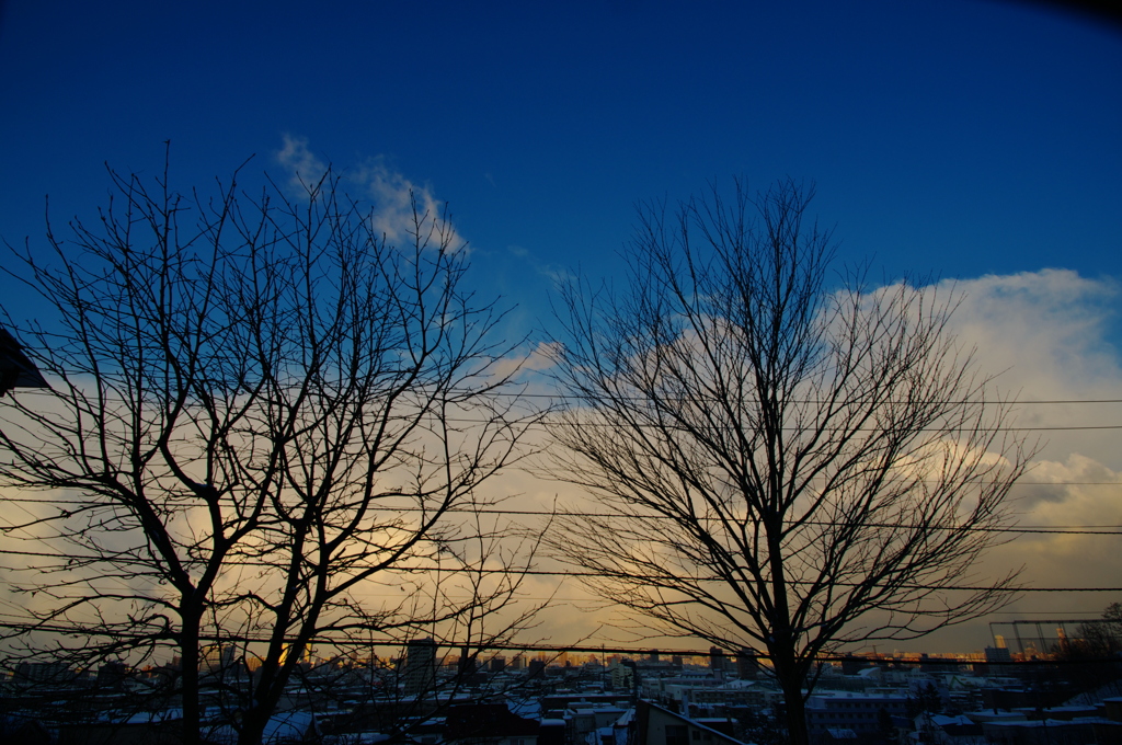 1月17日の夕日