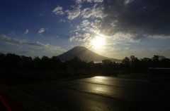 朝日と富士