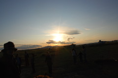 The setting sun in Gobi Desert