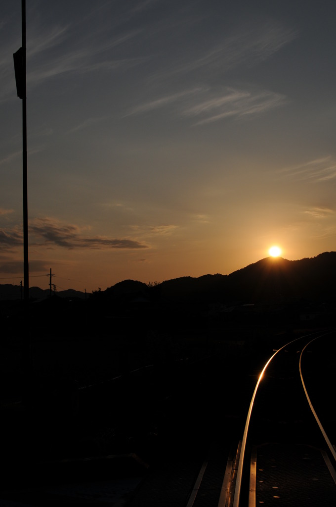 夕焼けと線路