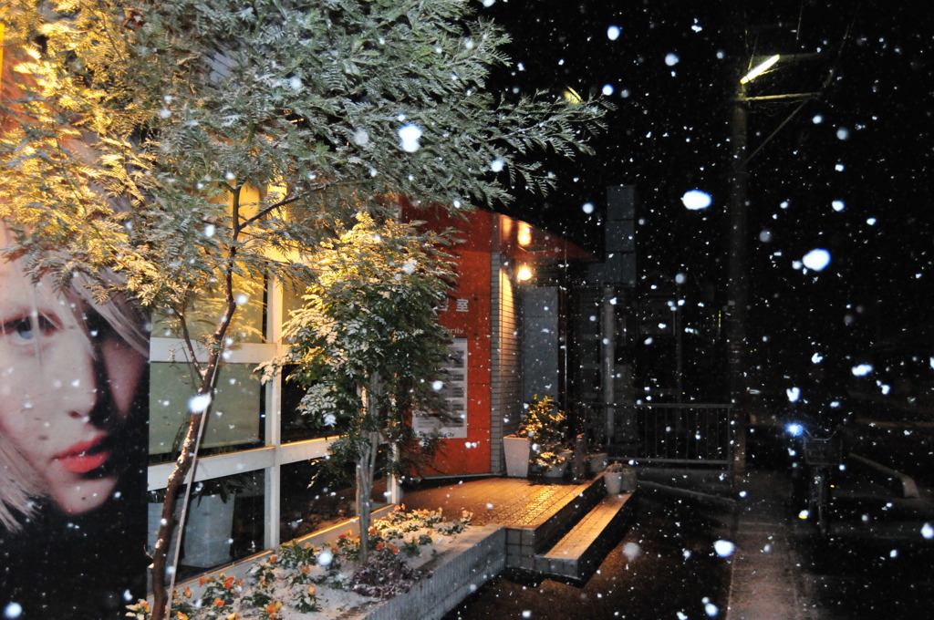 雪とポスター