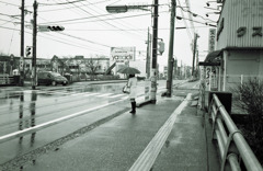 雨の中