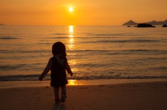 夕日の道