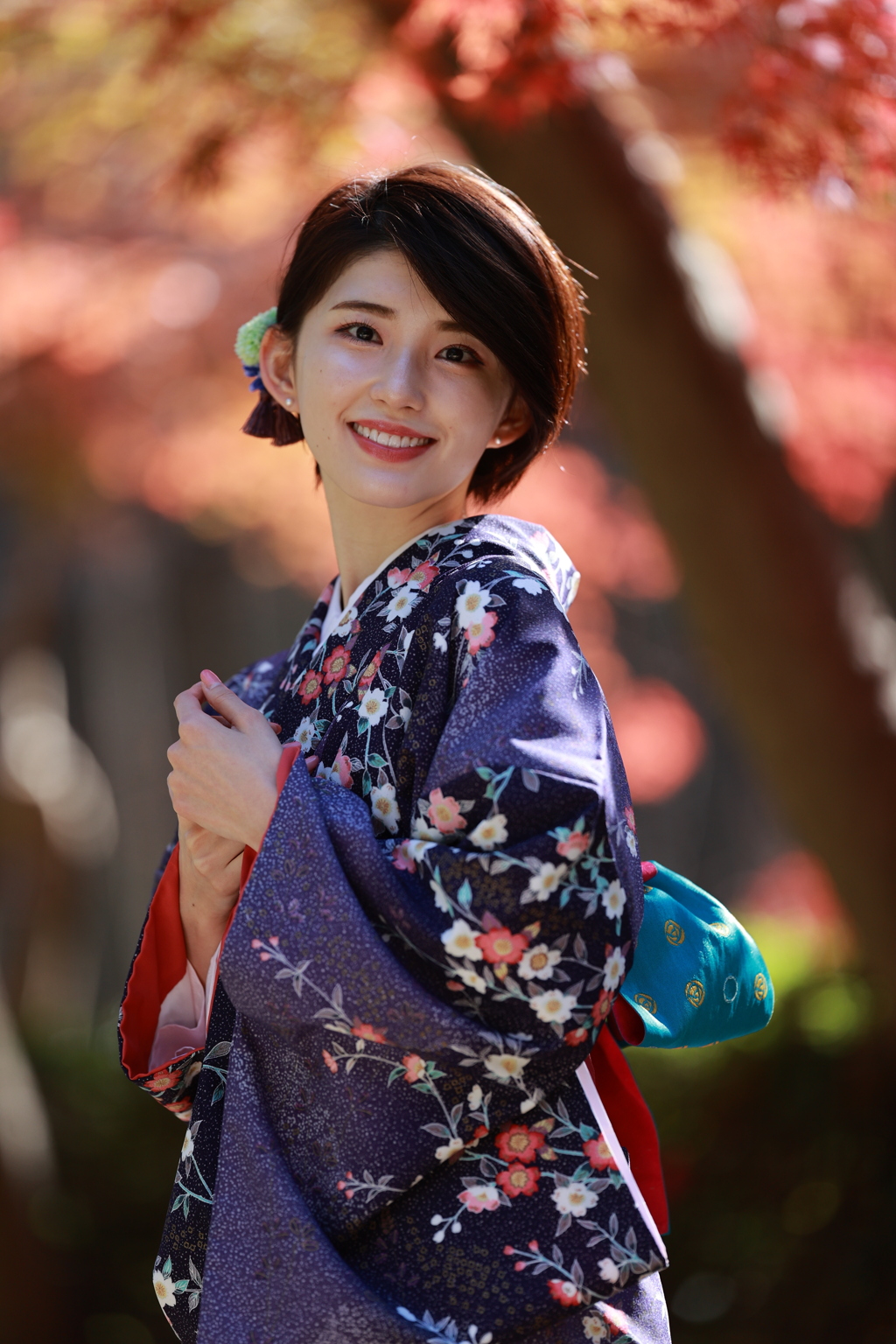 紅葉のなかで
