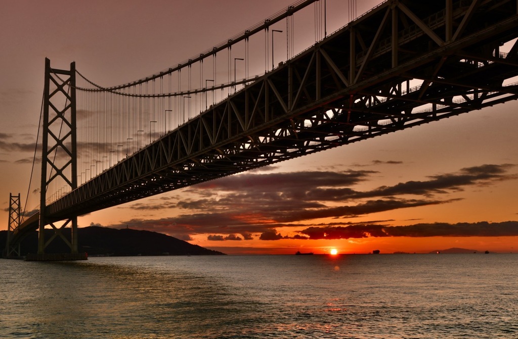 明石海峡大橋 夕焼け