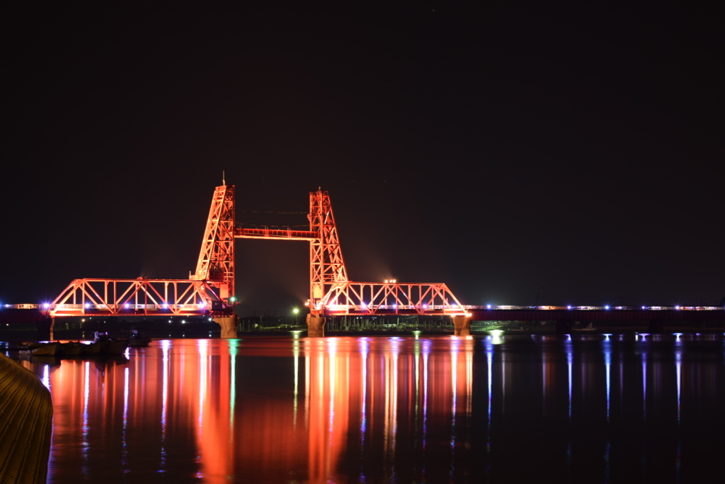 夜の昇開橋