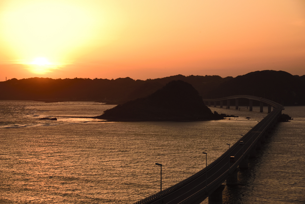 夕日に向かって