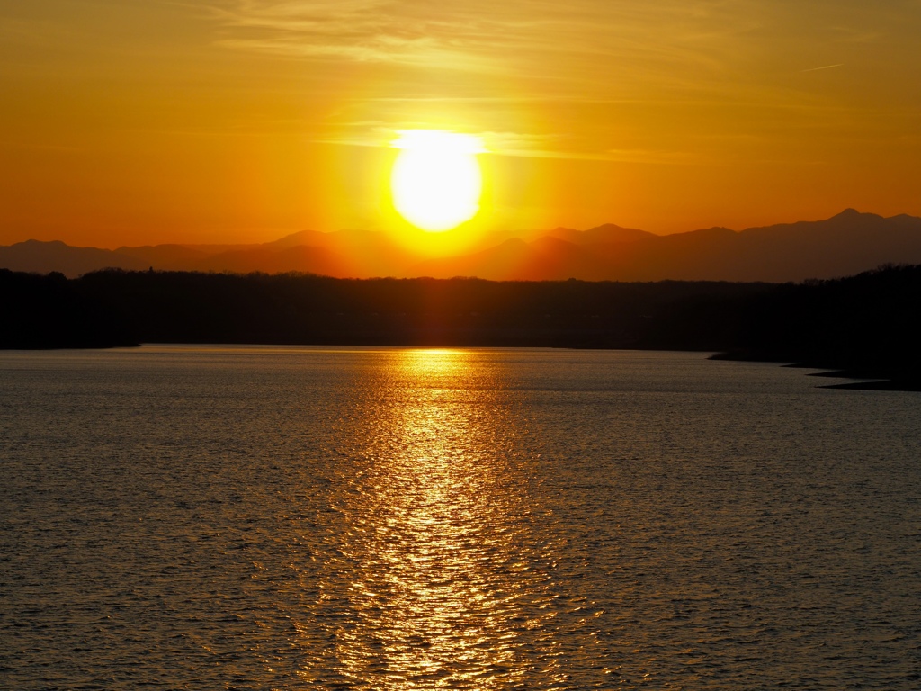 多摩湖夕景