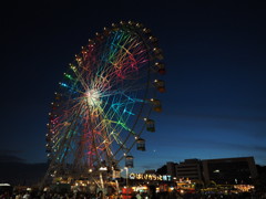 夜に向けて点灯する観覧車