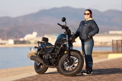 バイクと夕陽