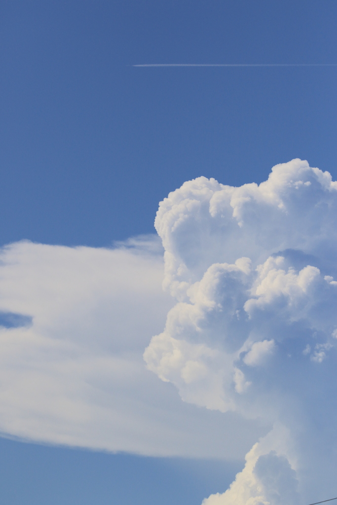 入道雲と飛行機雲