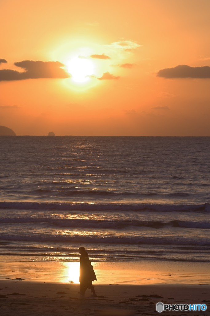 福間海岸の夕焼け