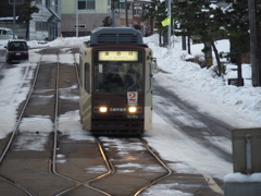 路面電車と雪