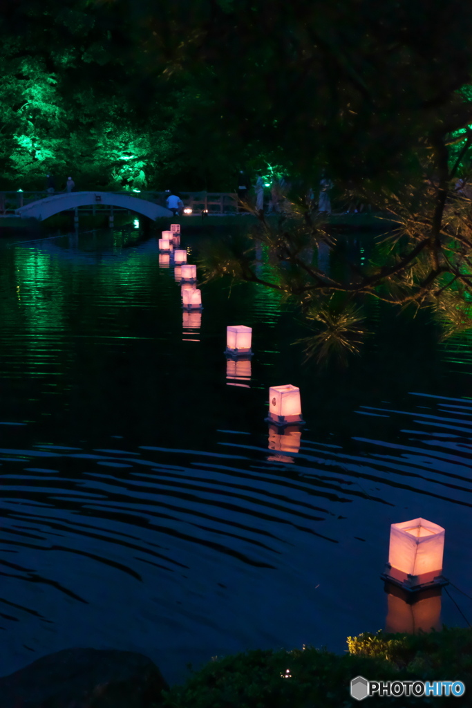 徳川園の夕涼み ⑥  ゆらめく灯り