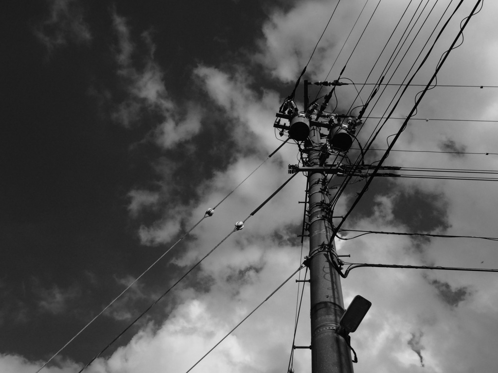夏の空と電柱