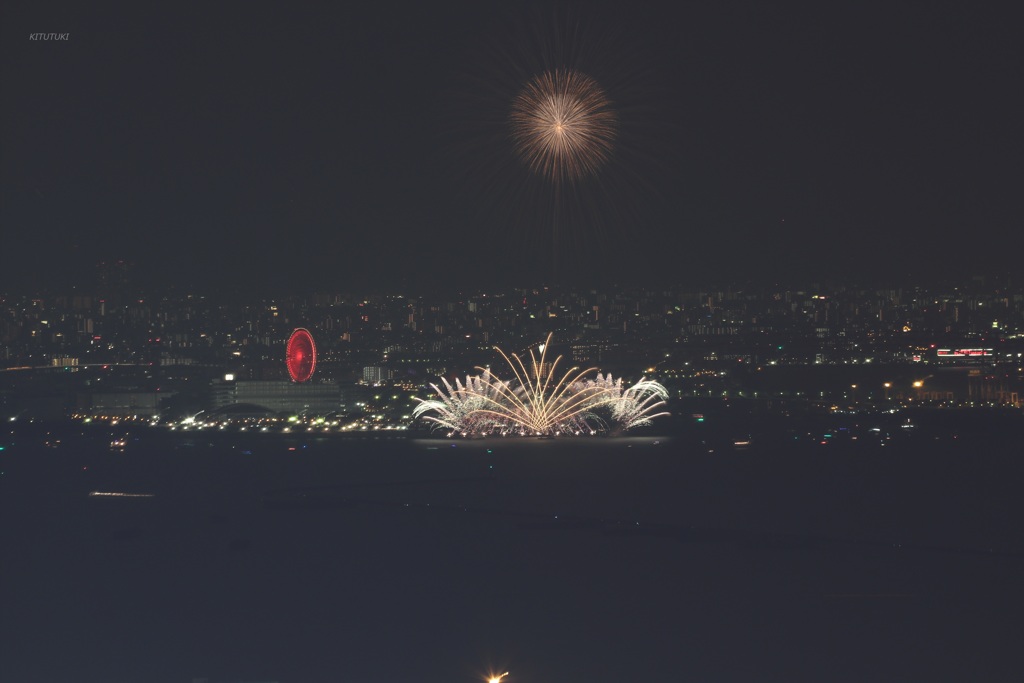 布引ハーブ園より（夜景と花火）4