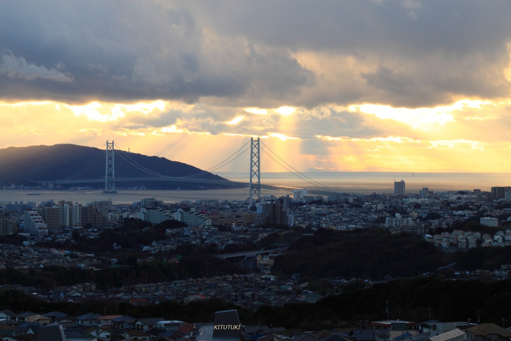 明石海峡大橋夕景（2017年1月）2