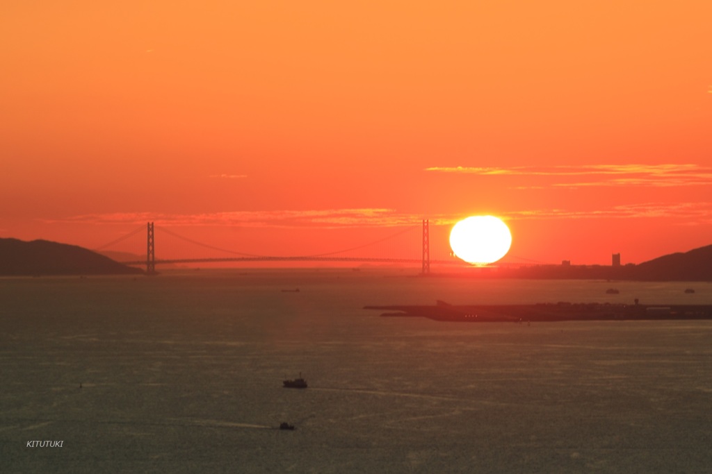 明石海峡大橋夕景（2018年9月）