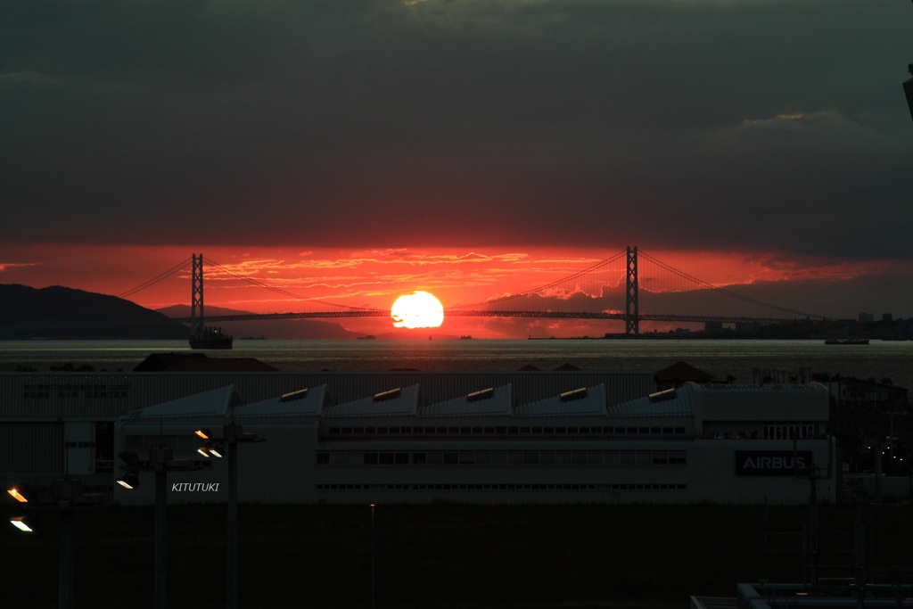 明石海峡大橋夕景（2018年10月）