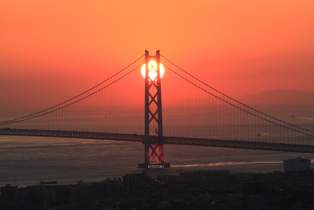 重なる夕日