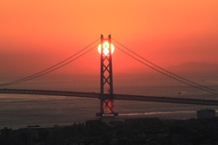 重なる夕日