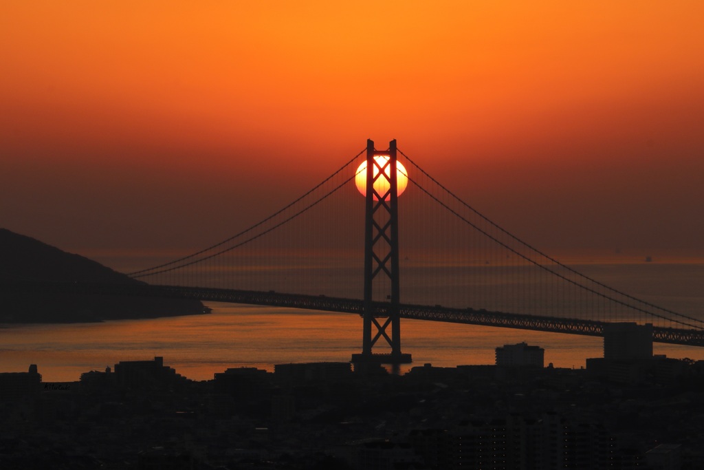 明石海峡大橋夕景（2026年1月）