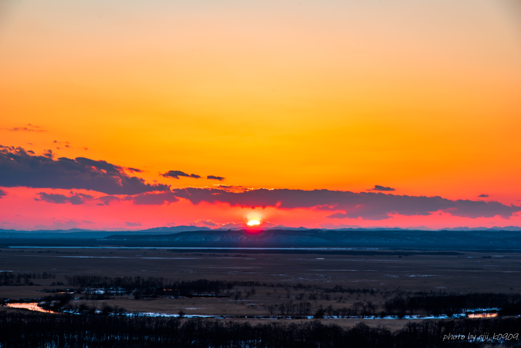 釧路湿原夕景