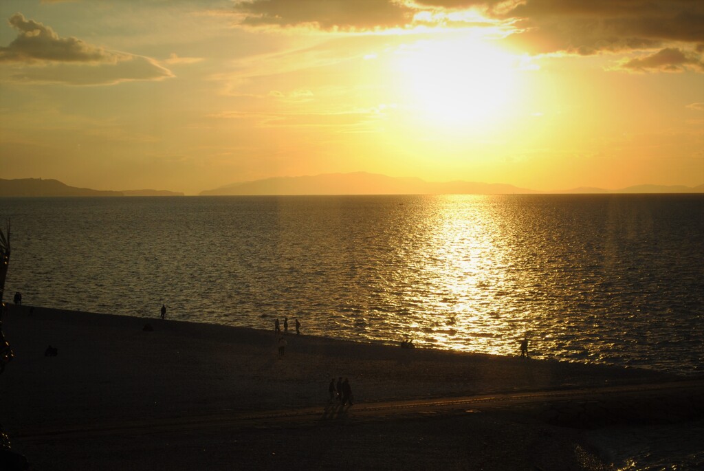 海辺の夕景 その1 ～見れたなぁ♪～