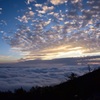 富士山からの雲海と夕日