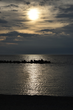 瀬波の夕日
