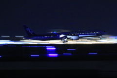 京浜島から見た羽田空港Bラン着陸