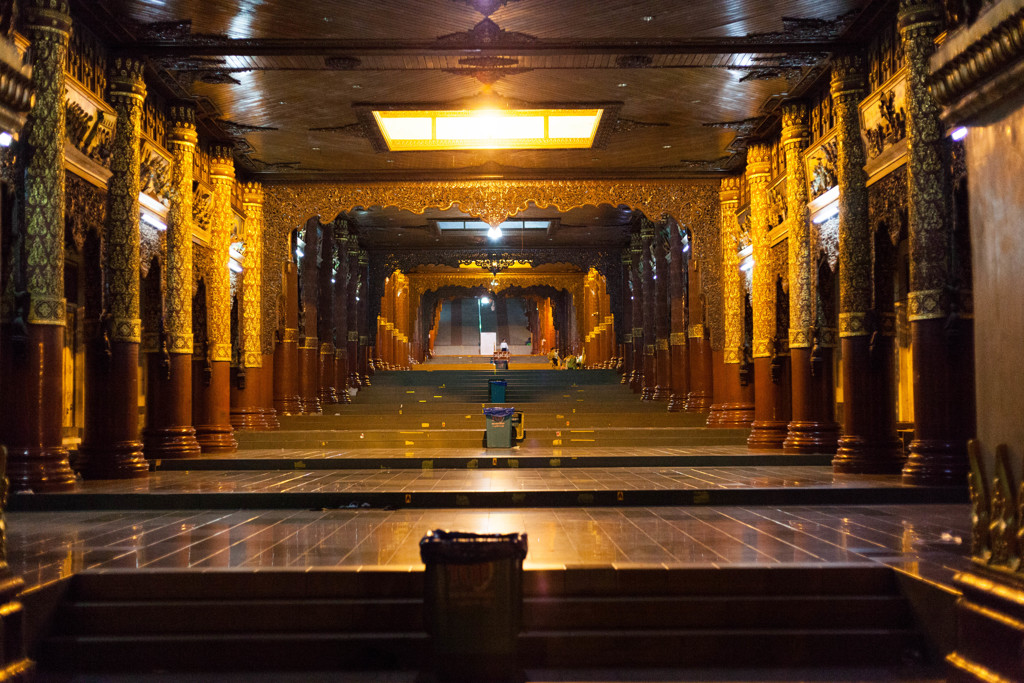 Corridor of Pagoda at Yangon in Myanmar