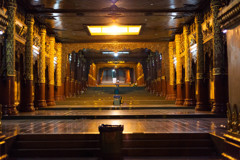 Corridor of Pagoda at Yangon in Myanmar