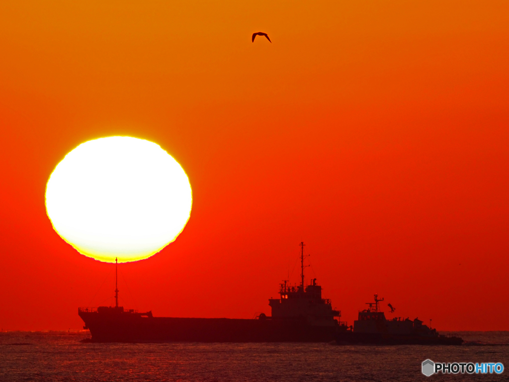 明石海峡の夕陽②