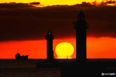 灯台と夕日①