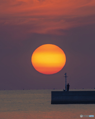 だるま夕日間近①