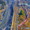 貨物列車とスーパーはくと