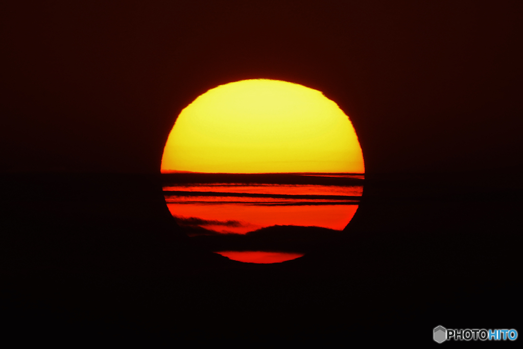 あらい浜風公園から夕日