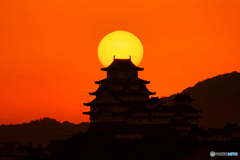 姫路城と夕日②