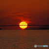 明石海峡大橋と夕日②